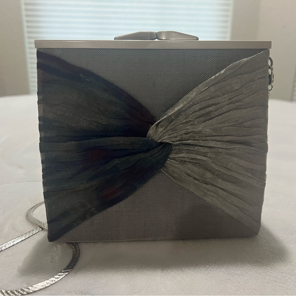 Elegant Silver Clutch with Gray and Multi color Accents